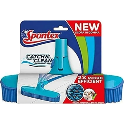 Immagine di Spontex Catch&amp;Clean Scopa in Gomma Per Interno, Manico non Incluso, Lavabile, Cattura Sporco e Peli, Azzurro