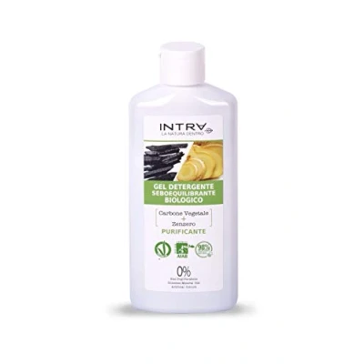 Immagine di INTRÀ Carbone &amp; Zenzero Gel Detergente viso Biologico Purificante 200ml La pelle del appare intensamente pulita, detossinata e ne preserva l&#039;equilibrio cutaneo