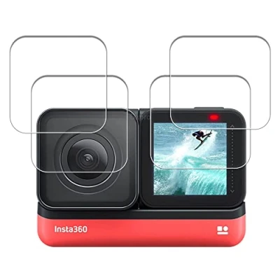 Immagine di iDaPro protezione Pellicola per Insta360 ONE RS/One R LCD + 4K Lente [2+2 pezzo] vetro temperato schermo senza bolle