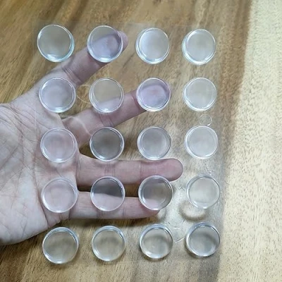 Immagine di Uni Fine paracolpi elastico trasparente 22 mm, per mobili, in gomma, autoadesivo, protettivo, ammortizzatore di arresto, porte mobili