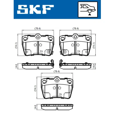 Immagine di SKF VKBP 90288 A Kit pastiglie freno con segnalatore acustico usura TOYOTA: RAV4 II SUV, I SUV