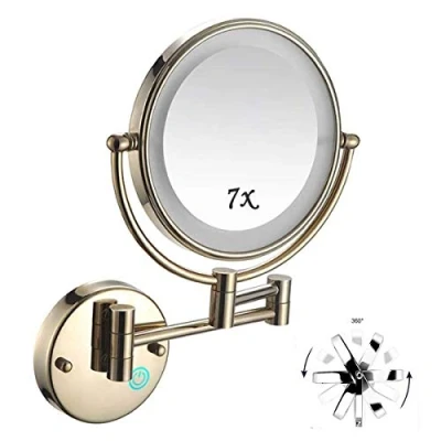 Immagine di CVNIMV Specchio per Trucco a Parete con luci e ingrandimento 7X, cosmetico ingranditore bifacciale da 8 Pollici Bagno, Rotazione 360 Gradi, Trucco, Viso C