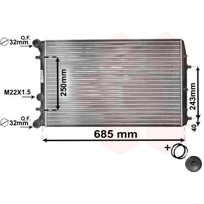 Immagine di VAN WEZEL 76002006 Radiatore motore Alluminio 632 415 23 *** IR PLUS con accessori Alette di raffreddamento montate meccanicamente