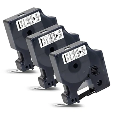 Immagine di 3x Labelwell 9mm x 7m Sostituzione Etichette Compatibile per Dymo D1 40910 S0720670 Nero su Transparent LabelManager 120P 160 210D 220P 360D 420P 500TS Labelpoint 250 150 Labelwriter 450 Duo
