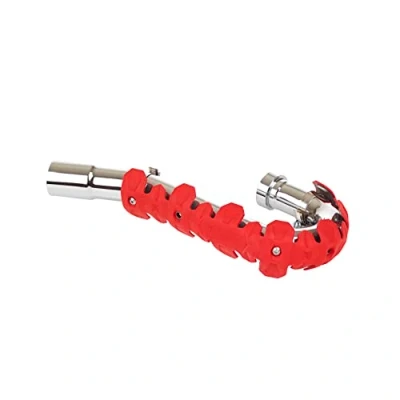 Immagine di POLISPORT 8483800004 ARMADILLO HEAD 40cm protezione scarico universale per moto a 4 tempi combina acciaio inossidabile ed elastomero leggero resistente alle alte temperature in colore rosso