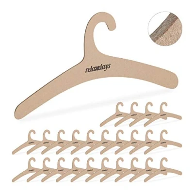 Immagine di Relaxdays Grucce in Cartone, Stampelle Carta Riciclata, Salvaspazio, Appendini Larghezza di 42,5 cm,Marrone, Set da 25