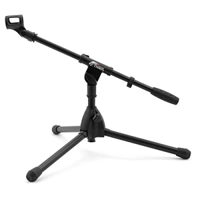 Immagine di TIGER MCA49 BK Supporto corto per microfono a braccio da tavolo e pavimento Bass drum, cab chitarra Mic Stand