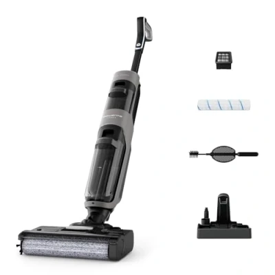 Immagine di Rowenta X Clean 4, Lavapavimenti Senza Fili con Auto Propulsione e Rilevazione Automatica dello Sporco, Doppio Serbatoio Sistema di Autopulizia, Autonomia 50&#039; per Tutti i Tipi Pavimenti, GZ5036