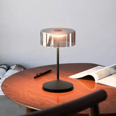 Immagine di Sigor Numotion Lampada da tavolo ricaricabile a LED, nera, vetro, IP54, dimmerabile