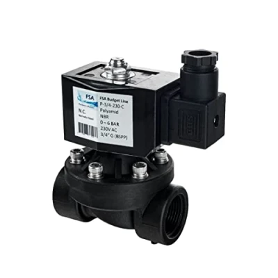 Immagine di FSA Elettrovalvola in plastica PA6 3/4&quot; 230V AC 0 6 bar NBR normalmente chiusa