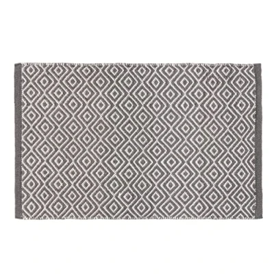 Immagine di Wenko Tappeto da Bagno Turpan, Realizzato con Bottiglie in Pet riciclate, Lavabile e sostenibile Stile Boho, Tappetino Doccia Retro Antiscivolo, Grigio Scuro/Bianco, Poliestere, 50x80cm