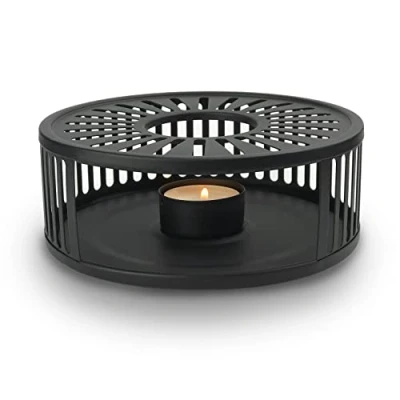 Immagine di Creano Scaldavivande Nero in Acciaio Inox con portacandele, caffè, lumino, Stabile Non Fa Rumore Adatto a Tutte Le teiere