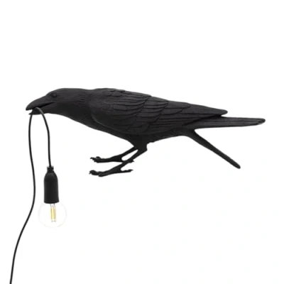 Immagine di SELETTI Bird Lamp Playing Lampada da Tavolo Corvo Nero