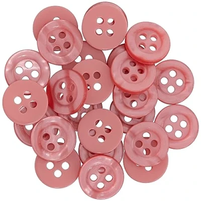 Immagine di AERZETIX C67916 Set di 25 Bottoni per cucire rotondi Ø11.5x2mm a 4 fori 18L L18 con bordo colore rosa scuro in plastica apertura 1.8mm moda merceria cucito abbigliamento decorazione