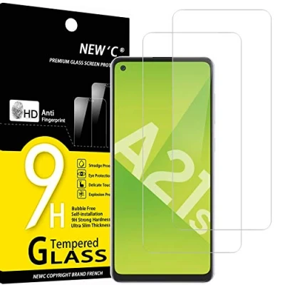 Immagine di NEW&#039;C 2 Pezzi, Vetro Temperato per Samsung Galaxy A21s, Pellicola Prottetiva Anti Graffio, Impronte, Senza Bolle, Durezza 9H, 0,33mm Ultra Trasparente, Resistente