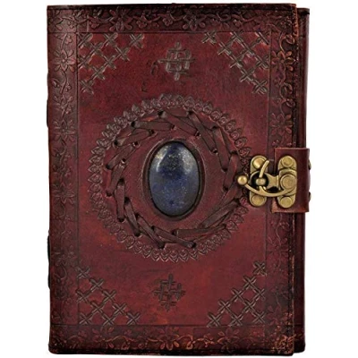 Immagine di OVERDOSE LJ BROWN con Stone Journal Lock Diario in pelle fatto a mano per uomini e donne Quaderno di schizzi del taccuino cartella portadocumenti a6 5x7 pollici 12x17 cm