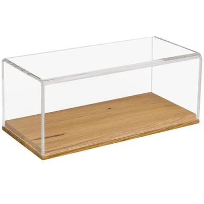Immagine di HMF 46872 Vetrina in acrilico con base legno, per modelli di auto, 27 x 12 11 cm, trasparente
