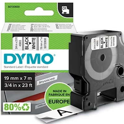 Immagine di DYMO NASTRO D1 19MMX7M NERO/BIANCO