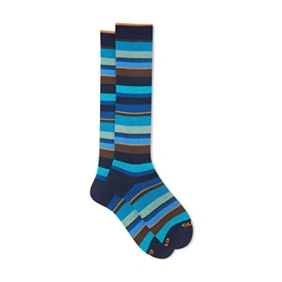 Immagine di Gallo Calze Lunghe Uomo Cotone Navy/legno Righe Multicolor
