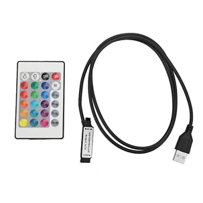 Immagine di Walfront 5 24V 6A 24 Chiave RGB LED luce Telecomando Senza fili USB Light Effect IR Controller(1m)