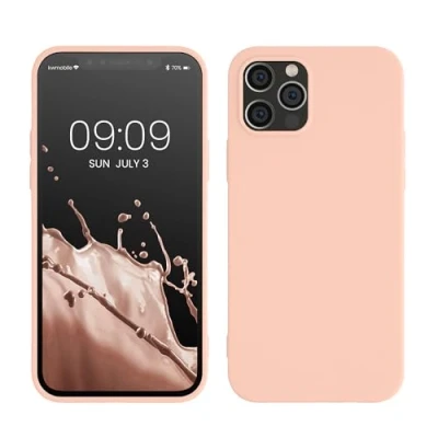 Immagine di kwmobile Custodia Compatibile con Apple iPhone 12 / Pro Cover Back Case per Smartphone in Silicone TPU Protezione Gommata pesca pastello