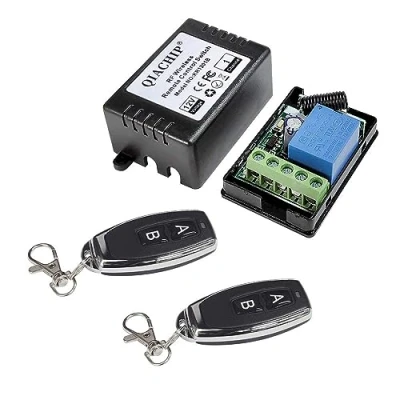 Immagine di QIACHIP 433 Mhz Universal Interruttore di controllo remoto DC 12V 1CH wireless Modulo ricevitore relè RF con 2 trasmettitori Telecomando fai da te