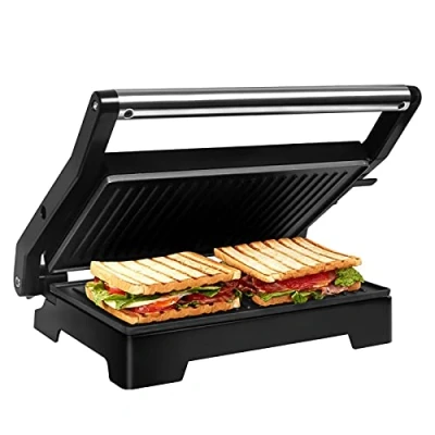 Immagine di Gotoll Tostiera,Tostapane Piastra 1000W,Panini/Sandwich Maker/Griglia,Piastre con Rivestimento Antiaderente,Bistecchiera Apertura a 180