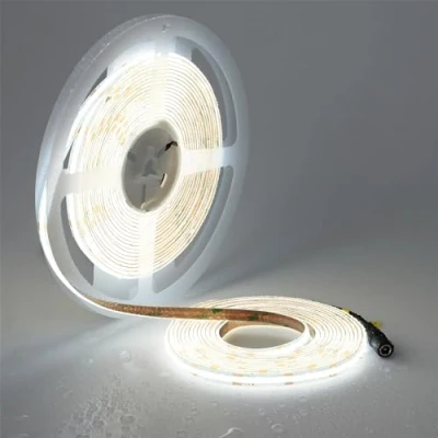 Immagine di TOPAI Striscia LED COB 10 Metri Bianco Freddo Impermeabile, Strip 24V 6000K Esterno Alta Luminosità CRI&gt;93, 384LED/M Strisce Adesiva Tagliabile Flessibile Per Casa Camera Cucina