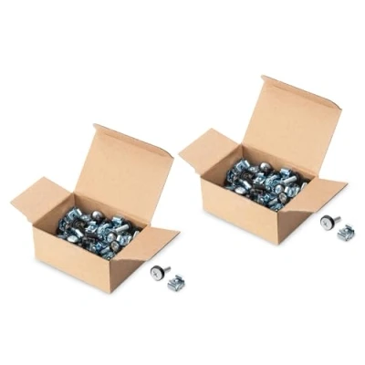 Immagine di DIGITUS DN 19 Set S Viti M6 e dadi a gabbia di 100 pezzi montaggio per armadietti server, rack AV, rete da pollici / 10 Kit Argento
