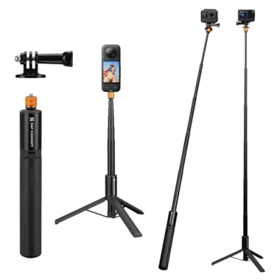 Immagine di K&amp;F Concept MS21 Selfie Stick Treppiede per Insta 360, Bastone Invisibile con l&#039;adattatore, Estensibile 360 Ace/Ace Pro /X4 /X3 /0NE X2 /ONEX, DJI Osmo Action, AKASO Action