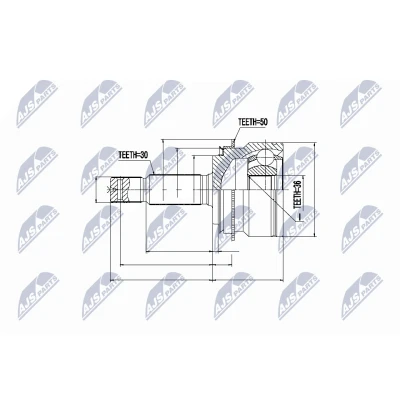 Immagine di NTY NPZ MS 055 Kit Giunto Omocinetico Cambio automatico a 5 marce Assale anteriore Dx, sul lato del cambio, Sx