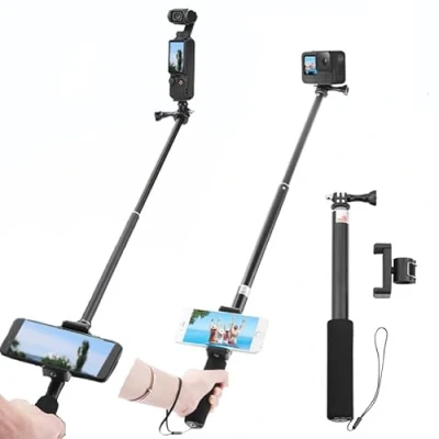 Immagine di Fenmaru Bastone per selfie Accessori asta di prolunga Clip montaggio telefono cellulare compatibile con GoPro Hero 10/9/DJI Osmo Pocket 3 Action Camera