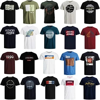 Immagine di JACK &amp; JONES T Shirt da uomo, confezione 3, 6, 9, con scollo rotondo, in misto cotone, multicolore, XXXXXXXXL