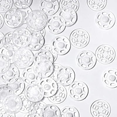 Immagine di 40 Paia Bottoni Automatici Plastici Trasparenti Invisibili da Cucire a Pressione Trasparente (15 mm/ 0,59 Pollici)