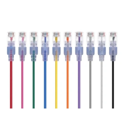 Immagine di Monoprice Cavo patch Ethernet Cat6A UTP, 30 AWG, 10 G, in puro rame nudo, antigroviglio, RJ45, serie SlimRun, 15,2 cm, colori
