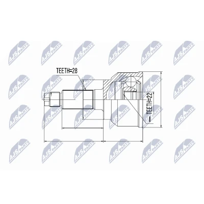 Immagine di NTY NPZ MZ 045 Kit Giunto Omocinetico Trasmissione automatica Assale anteriore Dx, Sx MAZDA: 3 Hatchback