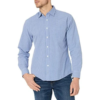 Immagine di Amazon Essentials Camicia Casual in Popeline a Maniche Lunghe vestibilità Regular Uomo, Blu Percalle, L