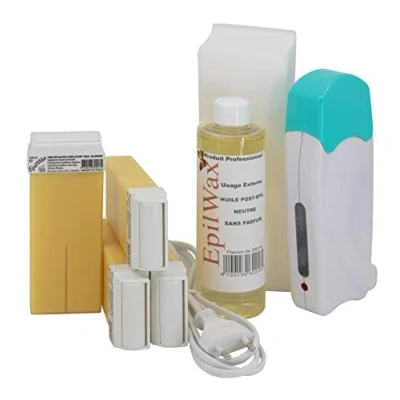 Immagine di EPILWAX S.A.S Kit D&#039;Epilazione Assolo Completo A La Cera Usa e getta depilatoria Bianco, con Rotella Grande Modello per i gambe, ascelle, il corpo