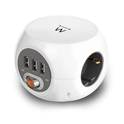 Immagine di EWENT MULTIPRESA 3 POS. CUBO CARICATORE USB WH