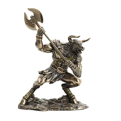 Immagine di Veronese Design 13 3/4 &quot;Minotauro La creatura dal labirinto scultura in bronzo fuso a freddo resina