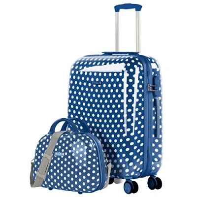 Immagine di ITACA Valigia Bambina Mediano Bambini Resistente e leggera Trolley con 4 ruote Cabina aereo Bambino Lucchetto a combinazione 702460, Blu