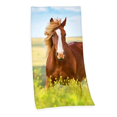 Immagine di Herding Asciugamano, Motivo con Cavallo, Cotone, Multicolore, 150 x 75 cm