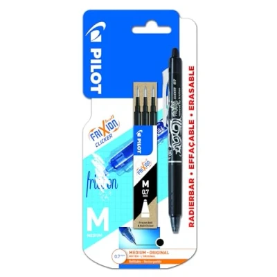 Immagine di Pilot Pen Penna roller a scatto FriXion Clicker inchiostro gel cancellabile, 3 refill inclusi nella confezione, nero