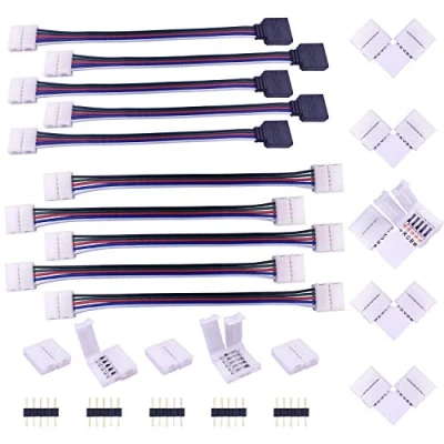 Immagine di BoHong Connettore Rapido Striscia LED RGBW Larga 10mm Angolare a Banda 5 pin Cavo Prolunga Angolo L Figura Nastro Adattatore Jumper per 5050 Strip