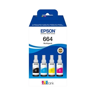 Immagine di Epson 664 CMJN BOTTIGLIA EcoTank 4 colour Multipack, Inchiostri originali dye a colori