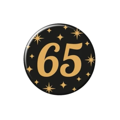 Immagine di PD Party 7032309 Classy Festa Distintivo/Spillo Badge Celebrazione 65, Oro/Nero, 5.5cm Lunghezza x Larghezza 0.5cm Altezza