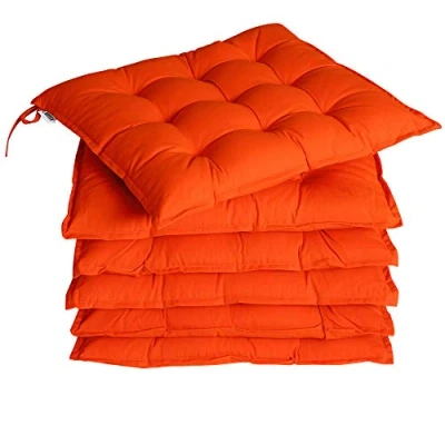 Immagine di Detex Set 6pz Cuscini per Sedia 45x45x5cm con Lacci Effetto Visco Interni Esterni Cuscino Coprisedia Arancione