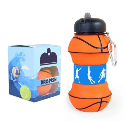 Immagine di Borraccia in silicone design basket Per bambini, bambine e adulti Pieghevole Senza BPA Molto resistente 550 ml