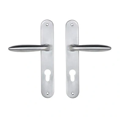 Immagine di Bricard 984051 Set di Maniglie zamak su Piastra per Porta d&#039;ingresso (per Cilindro Europeo), Argento