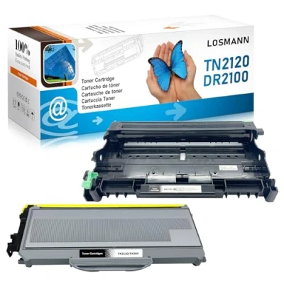 Immagine di LOSMANN 1 toner e tamburo compatibile per Brother TN2120 DR2100 DCP 7030 7040 7045N HL 2140 2150N 2170 2170W MFC 7320 7340 7440N 7840W (2 Pack) )